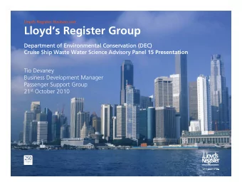 Lloyds Register Group  Department of Environmental Conservation (DEC)  Department of
