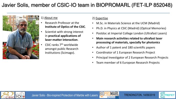 javier solis member of csic io team in biopromarl fet ilp