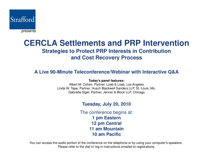 cercla settlements and prp intervention
