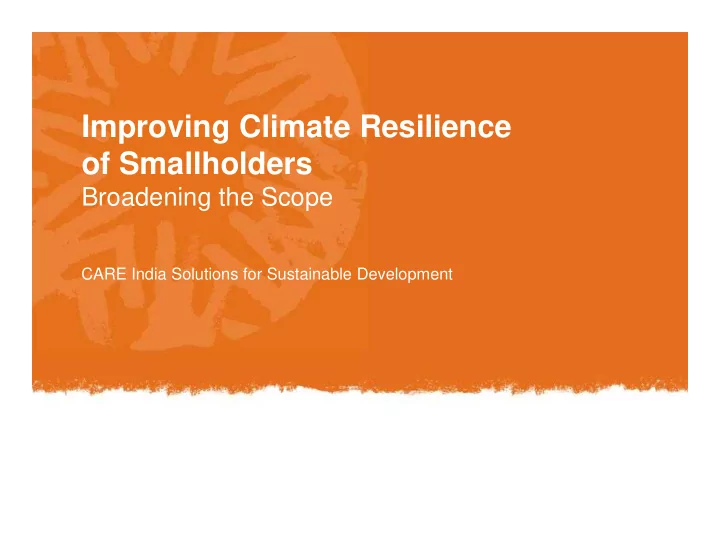 improving climate resilience of smallholders