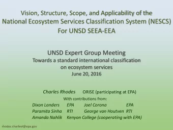 National Ecosystem Services Classification System (NESCS)  For UNSD SEEA-EEA  UNSD Expert Group