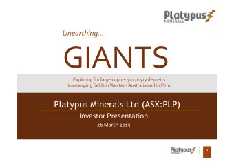 GIANTS  Exploring for large copper-porphyry deposits  in emerging fields in Western Australia and
