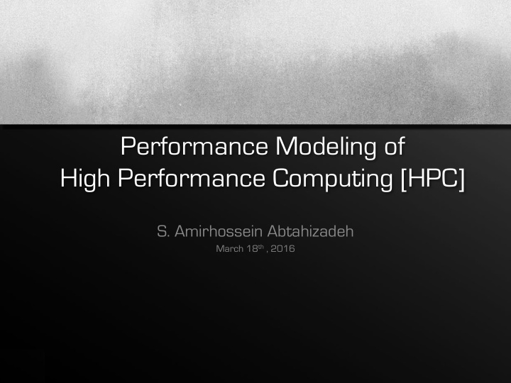 performance modeling of high performance computing hpc