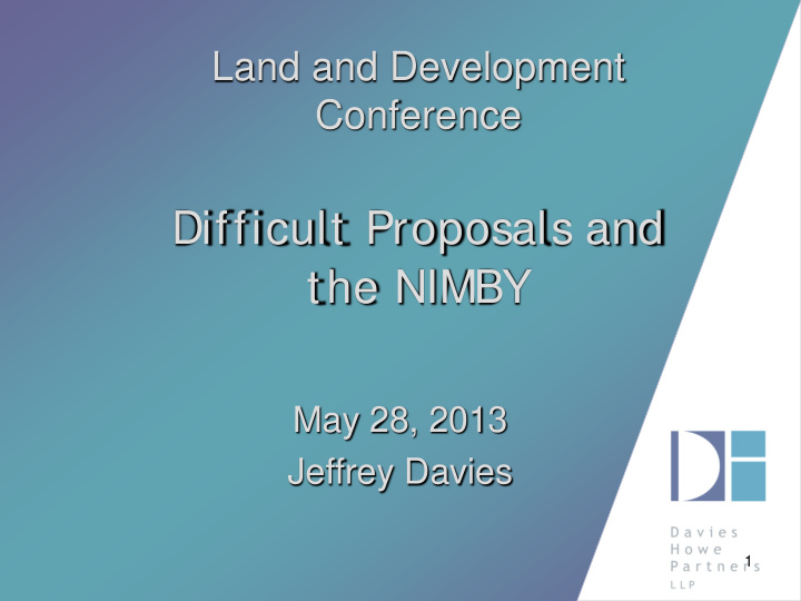 difficult proposals and the nimby may 28 2013 jeffrey