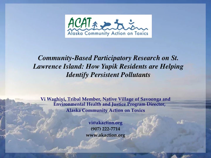 community based participatory research on st lawrence