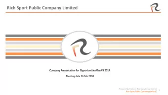 Rich Sport Public Company Limited  Company Presentation for Opportunities Day FS 2017  Meeting date