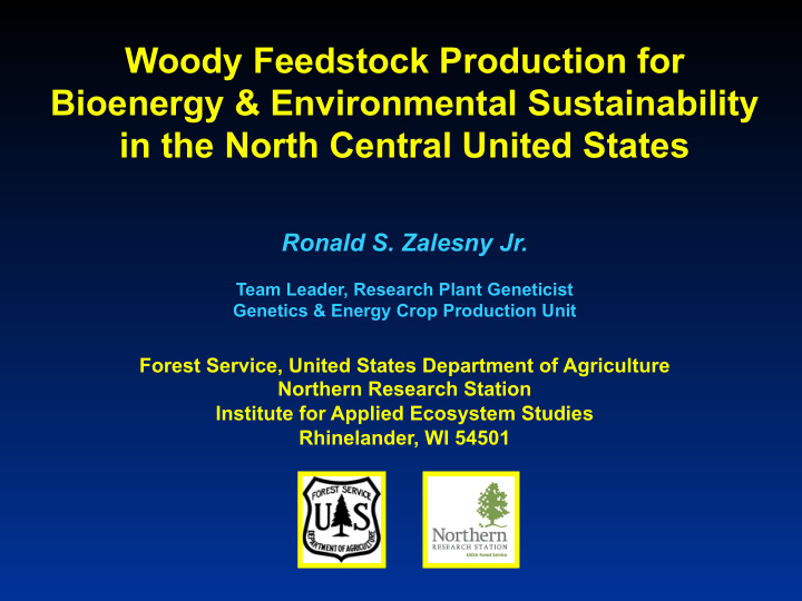 woody feedstock production for bioenergy environmental