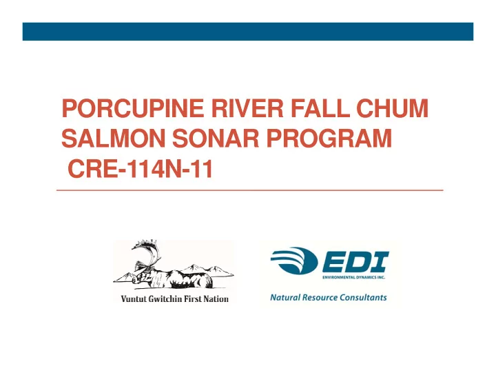 porcupine river fall chum salmon sonar program cre 114n