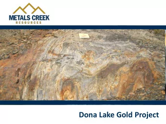 Dona Lake Gold Project Forward-Looking Statements  Certain statements included in this  terms