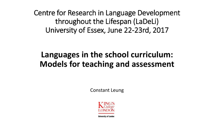 languages in the school curriculum