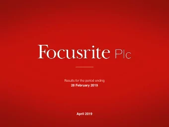 April 2019  Disclaimer The content of this document (the Presentation) has not been approved