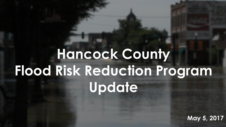 flood risk reduction program update