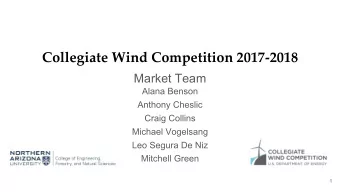 Collegiate Wind Competition 2017-2018  Market Team  Alana Benson  Anthony Cheslic  Craig Collins