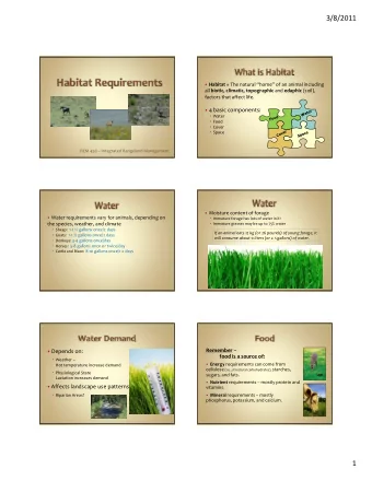 3/8/2011  Habitat = The natural home of an animal including all biotic, climatic,