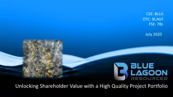 Unlocking Shareholder Value with a High Quality Project Portfolio  Company Disclaimer  Certain