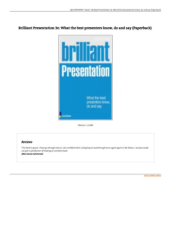 Brilliant Presentation 3e: What the best presenters know, do and say (Paperback)  Brilliant