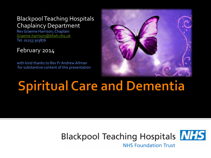 blackpool teaching hospitals chaplaincy department