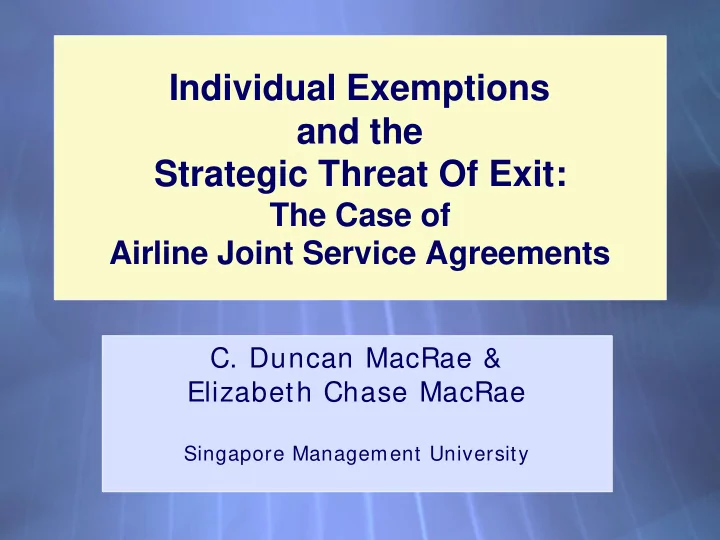 individual exemptions individual exemptions and the and
