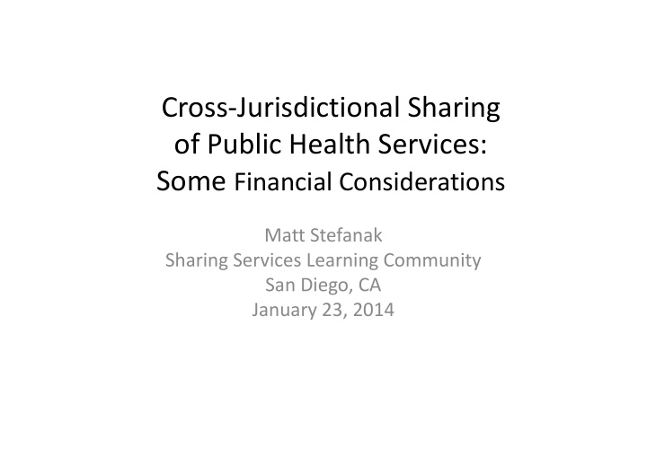 cross jurisdictional sharing of public health services