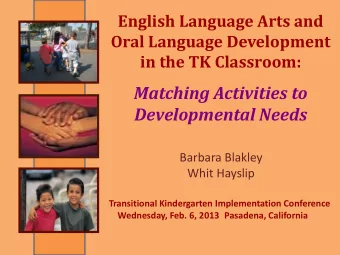 Matching Activities to  Developmental Needs  Barbara Blakley  Whit Hayslip  Transitional