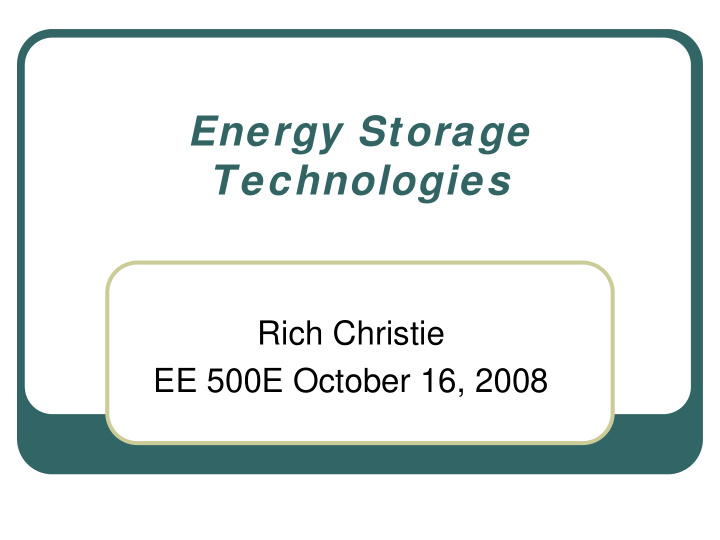 energy storage technologies