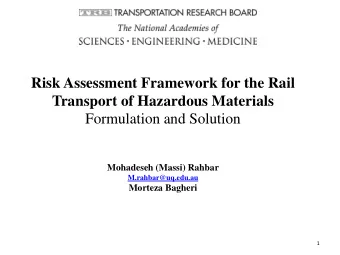 Formulation and Solution  Mohadeseh (Massi) Rahbar  M.rahbar@uq.edu.au  Morteza Bagheri  1  Outline