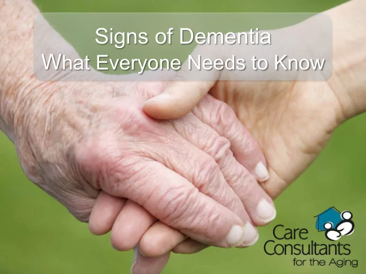 signs of dementia