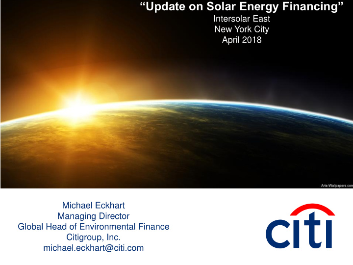 update on solar energy financing