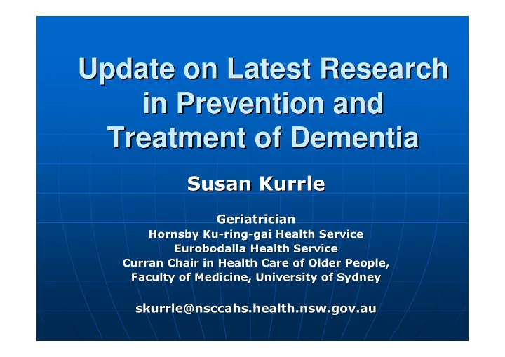 update on latest research update on latest research in
