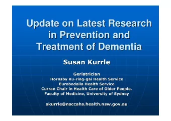 Update on Latest Research  Update on Latest Research  in Prevention and  in Prevention and