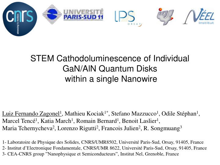 stem cathodoluminescence of individual