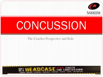 CONCUSSION  The Coaches Perspective and Role  Aims  Current Landscape of Concussion  What is