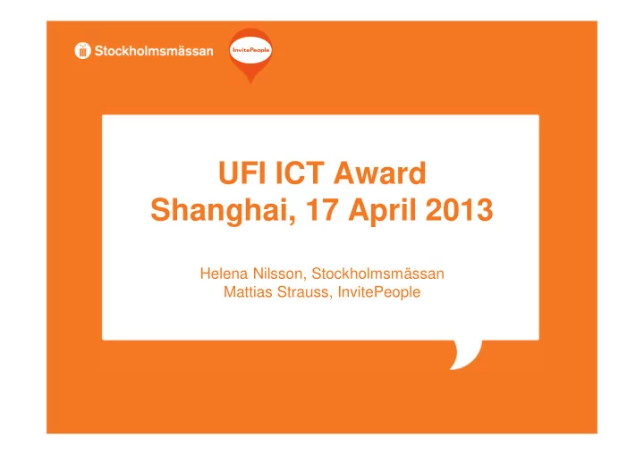 ufi ict award shanghai 17 april 2013