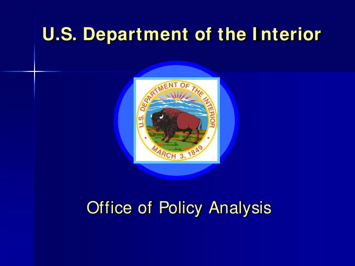 u s department of the i nterior