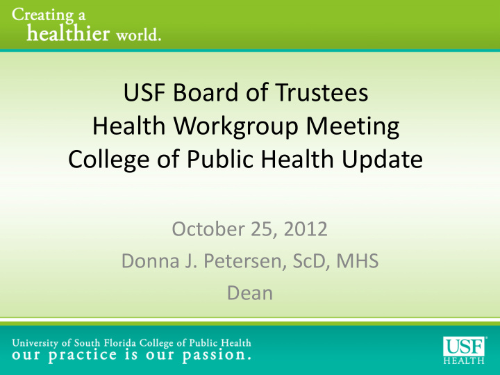 usf board of trustees health workgroup meeting college of