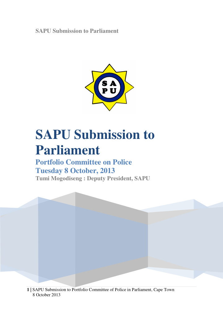 1 sapu submission to portfolio committee of police in