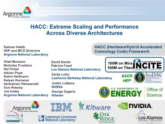 HACC: Extreme Scaling and Performance  Across Diverse Architectures  HACC (Hardware/Hybrid