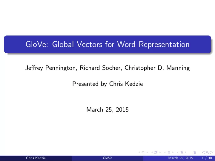glove global vectors for word representation