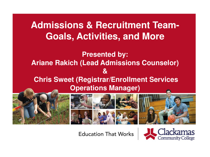 admissions recruitment team goals activities and more