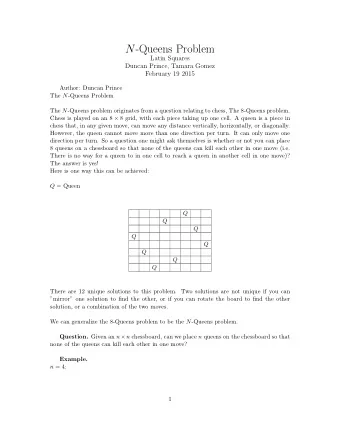 N -Queens Problem  Latin Squares  Duncan Prince, Tamara Gomez  February 19 2015  Author: Duncan