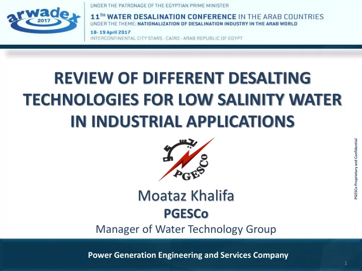 review of different desalting