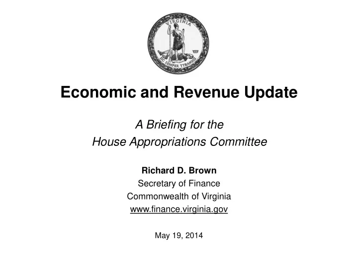 economic and revenue update