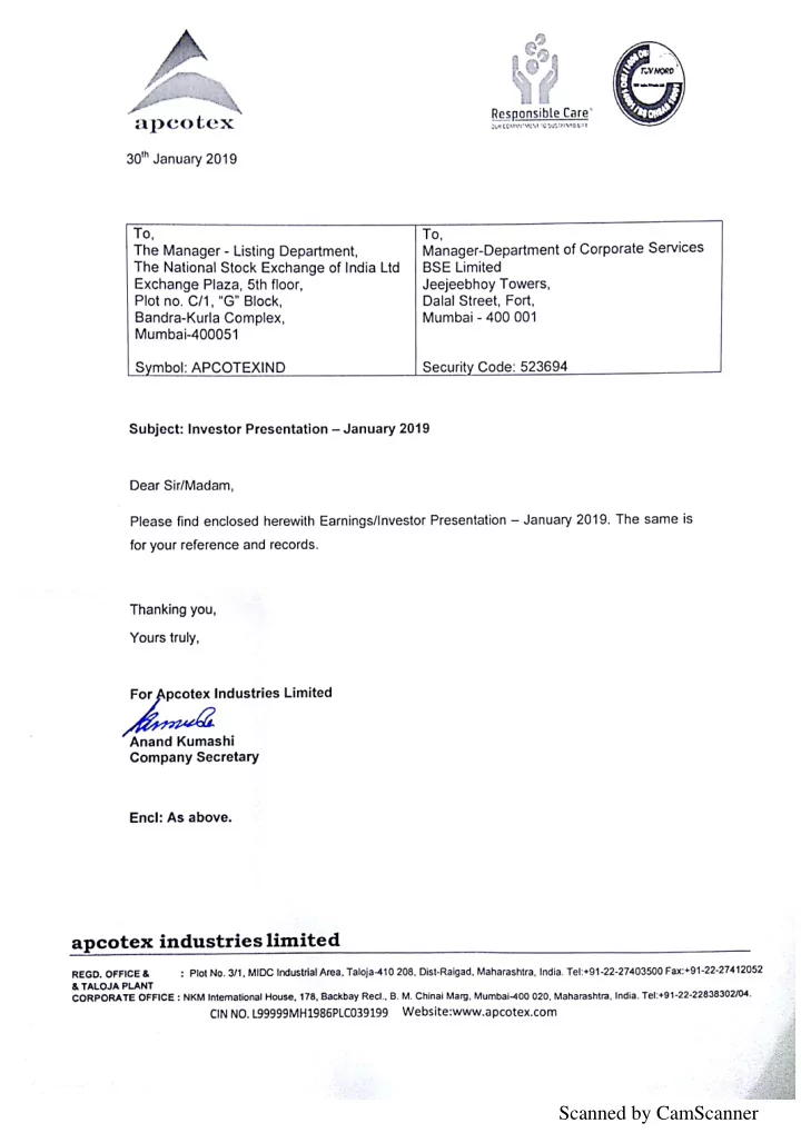 scanned by camscanner earnings presentation 9m q3 fy19