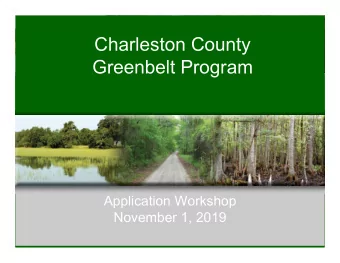 Charleston County  Greenbelt Program  Application Workshop  November 1, 2019  Transportation Sales