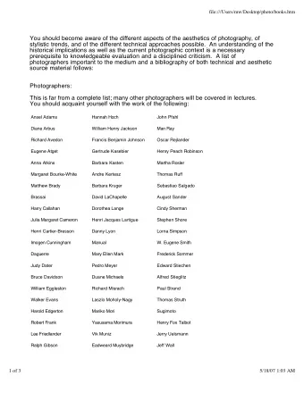 You should become aware of the different aspects of the aesthetics of photography, of  stylistic