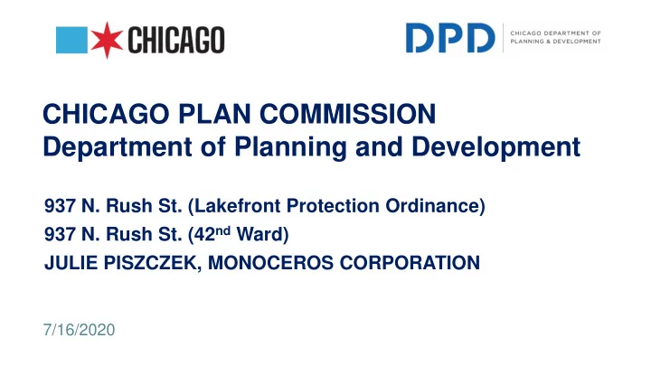 chicago plan commission department of planning and