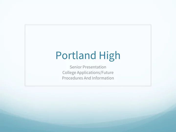 portland high