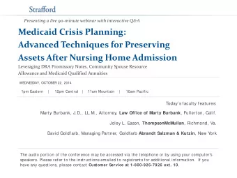 Presenting a live 90-minute webinar with interactive Q&amp;A  Medicaid Crisis Planning:  Advanced