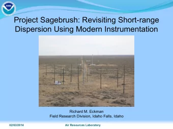 Dispersion Using Modern Instrumentation  Richard M. Eckman  Field Research Division, Idaho Falls,