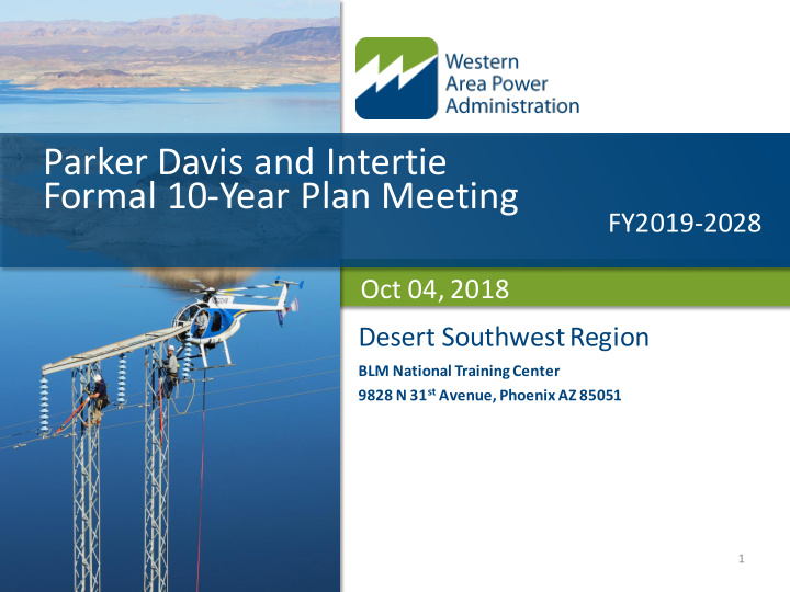 parker davis and intertie formal 10 year plan meeting